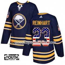 Buffalo Sabres Sam Reinhart 23 Adidas 2017-2018 Navy Blauw USA Flag Fashion Authentic Shirt - Kinderen